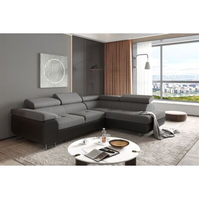 Fun Moebel Ecksofa Sofa JADE Stoff Soft / Sawana Schwarz-Grau mit Schlaffunktion Ottoman... Fun Moebel Ecksofa Sofa JADE Stoff Soft / Sawana Schwarz-Grau mit Schlaffunktion Ottoman...