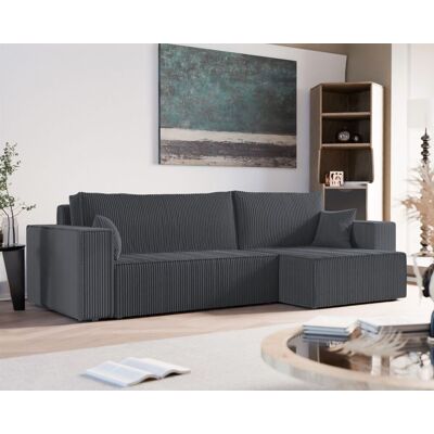 Fun Möbel Ecksofa Schlafsofa Sofa ADARA MAX in Stoff Poso Dunkelgrau Ottomane Rechts Fun Möbel Ecksofa Schlafsofa Sofa ADARA MAX in Stoff Poso Dunkelgrau Ottomane Rechts