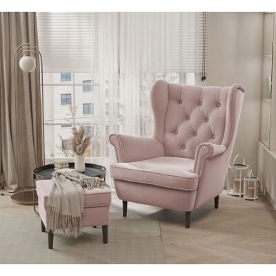 Fun Möbel Sessel Ohrensessel NINON inkl. Hocker in Stoff Trinity Puderrosa Fun Möbel Sessel Ohrensessel NINON inkl. Hocker in Stoff Trinity Puderrosa