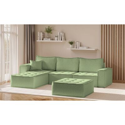 Fun Möbel Ecksofa Modulsofa 4-teilig SANDE Stoff Alpine Hellgrün Ottomane Links Fun Möbel Ecksofa Modulsofa 4-teilig SANDE Stoff Alpine Hellgrün Ottomane Links