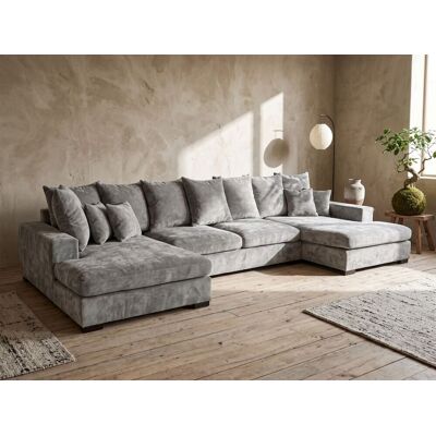 Fun Möbel Wohnlandschaft mit Schlaffunktion BENICIO Sofa in Stoff Flow Hellgrau Fun Möbel Wohnlandschaft mit Schlaffunktion BENICIO Sofa in Stoff Flow Hellgrau