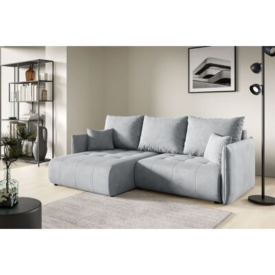 Fun Möbel Ecksofa Schlafsofa CANIO Stoff Monolith Hellgrau Ottomane Links Fun Möbel Ecksofa Schlafsofa CANIO Stoff Monolith Hellgrau Ottomane Links