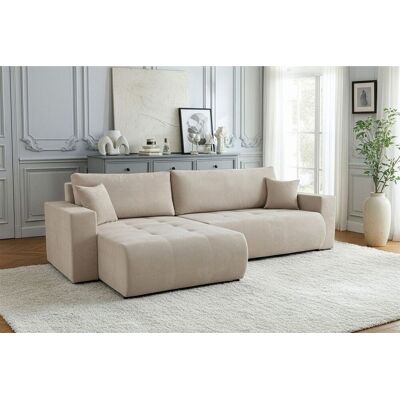 Fun Möbel Ecksofa Schlafsofa Sofa ARMARI in Stoff Wind Beige Ottomane Rechts Fun Möbel Ecksofa Schlafsofa Sofa ARMARI in Stoff Wind Beige Ottomane Rechts