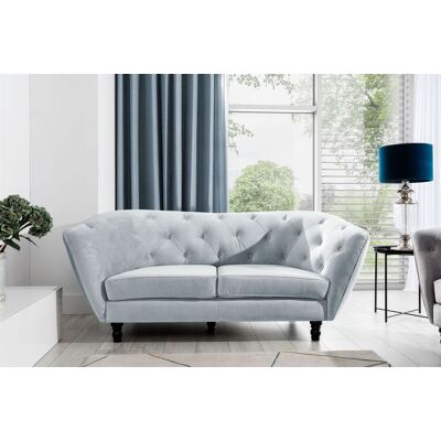 Fun Moebel - CHARLOTTE - 2-Sitzer - Stoff Matte Velvet Hellgrau - Sofa Fun Moebel - CHARLOTTE - 2-Sitzer - Stoff Matte Velvet Hellgrau - Sofa