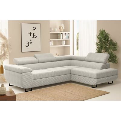 Fun Möbel Ecksofa Sofa mit Schlaffunktion METZ Stoff Poso Hellgrau Ottomane Rechts Fun Möbel Ecksofa Sofa mit Schlaffunktion METZ Stoff Poso Hellgrau Ottomane Rechts