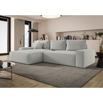 Fun Möbel Ecksofa Schlafsofa Sofa WALKEN Stoff Quelle Hellgrau Ottomane Links Fun Möbel Ecksofa Schlafsofa Sofa WALKEN Stoff Quelle Hellgrau Ottomane Links