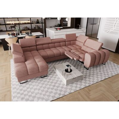 Fun Moebel Wohnlandschaft Schlafsofa BASTIEN RELAX in Stoff Aragon Rosa Ottomane Links Fun Moebel Wohnlandschaft Schlafsofa BASTIEN RELAX in Stoff Aragon Rosa Ottomane Links