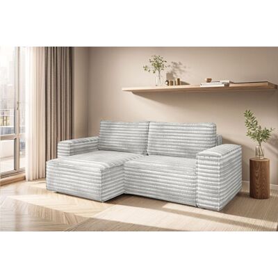 Fun Möbel Ecksofa Schlafsofa MADLEN Stoff Velo Hellgrau Ottomane Links Fun Möbel Ecksofa Schlafsofa MADLEN Stoff Velo Hellgrau Ottomane Links