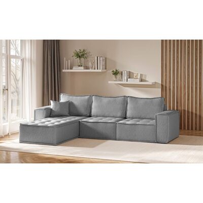 Fun Möbel Ecksofa Modulsofa 3-teilig SANDE Stoff Raven Grau Ottomane Links Fun Möbel Ecksofa Modulsofa 3-teilig SANDE Stoff Raven Grau Ottomane Links