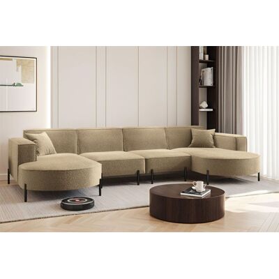 Fun Möbel Wohnlandschaft U-Form Sofa VALENCIA XL in Stoff Quelle Hellbraun Fun Möbel Wohnlandschaft U-Form Sofa VALENCIA XL in Stoff Quelle Hellbraun