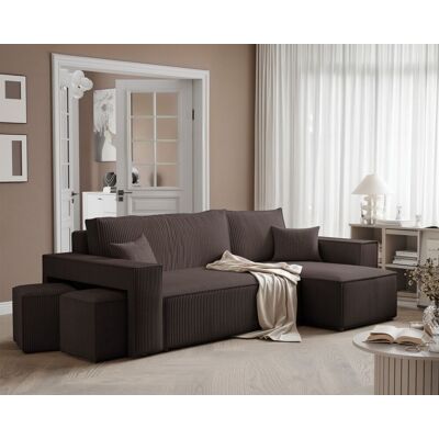 Fun Möbel Ecksofa Schlafsofa Sofa ADARA inkl. Hocker Stoff Poso Dunkelbraun Ottomane Re... Fun Möbel Ecksofa Schlafsofa Sofa ADARA inkl. Hocker Stoff Poso Dunkelbraun Ottomane Re...