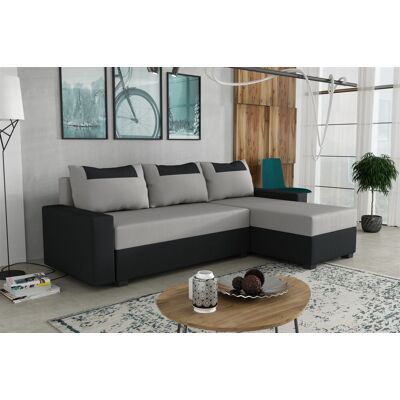 Fun Möbel Ecksofa Schlafsofa Sofa HEDVIG Manila Schwarz- Hellgrau Ottomane Rechts Fun Möbel Ecksofa Schlafsofa Sofa HEDVIG Manila Schwarz- Hellgrau Ottomane Rechts