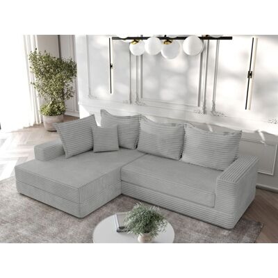 Fun Möbel Ecksofa Couchgarnitur Sofa OSKAR in Stoff Tilia Hellgrau Ottomane Links Fun Möbel Ecksofa Couchgarnitur Sofa OSKAR in Stoff Tilia Hellgrau Ottomane Links