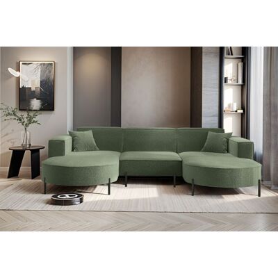 Fun Möbel Wohnlandschaft U-Form Sofa VALENCIA in Stoff Quelle Grün Fun Möbel Wohnlandschaft U-Form Sofa VALENCIA in Stoff Quelle Grün