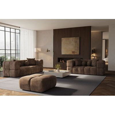 Fun Möbel Sofaset Designersofas VEGA 3-2 inkl. Hocker in Stoff Egon Dunkelbraun Fun Möbel Sofaset Designersofas VEGA 3-2 inkl. Hocker in Stoff Egon Dunkelbraun