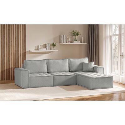 Fun Möbel Ecksofa Modulsofa 3-teilig SANDE Stoff Alpine Hellgrau Ottomane Rechts Fun Möbel Ecksofa Modulsofa 3-teilig SANDE Stoff Alpine Hellgrau Ottomane Rechts