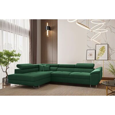 Fun Möbel Ecksofa Schlafsofa Sofa CARMELO in Stoff Nova Grün Ottomane Links Fun Möbel Ecksofa Schlafsofa Sofa CARMELO in Stoff Nova Grün Ottomane Links