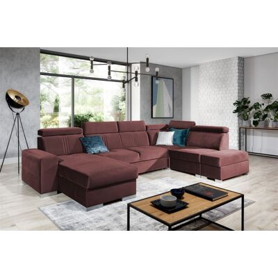 Fun Moebel Wohnlandschaft Schlafsofa NOLAN inkl USB Stoff Monolith Purpurrot Ottomane Links Fun Moebel Wohnlandschaft Schlafsofa NOLAN inkl USB Stoff Monolith Purpurrot Ottomane Links