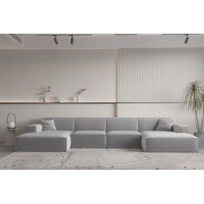 Fun Moebel Wohnlandschaft U-Form CELES PREMIUM in Stoff Opera Velvet Hellgrau Fun Moebel Wohnlandschaft U-Form CELES PREMIUM in Stoff Opera Velvet Hellgrau