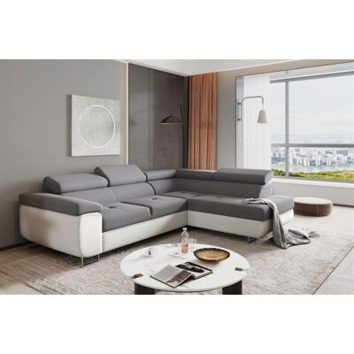 Fun Moebel Ecksofa Sofa JADE Stoff Soft / Sawana Weiss-Grau mit Schlaffunktion Ottomane ... Fun Moebel Ecksofa Sofa JADE Stoff Soft / Sawana Weiss-Grau mit Schlaffunktion Ottomane ...