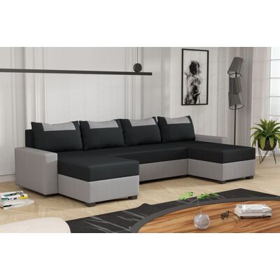 Fun Möbel Wohnlandschaft Schlafsofa Sofa HEDVIG LUX Stoff Manila Hellgrau- Schwarz Fun Möbel Wohnlandschaft Schlafsofa Sofa HEDVIG LUX Stoff Manila Hellgrau- Schwarz