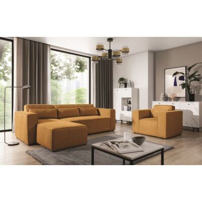 Fun Möbel Ecksofa Schlafsofa inkl. Sessel WALDO Stoff Poso Senfgelb Ottomane Links Fun Möbel Ecksofa Schlafsofa inkl. Sessel WALDO Stoff Poso Senfgelb Ottomane Links