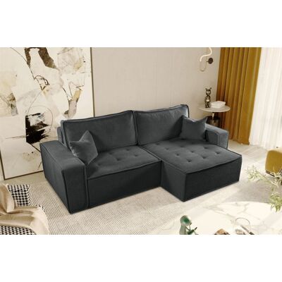 Fun Möbel Ecksofa Schlafsofa FLOSI Stoff Raven Anthrazit Ottomane Rechts Fun Möbel Ecksofa Schlafsofa FLOSI Stoff Raven Anthrazit Ottomane Rechts