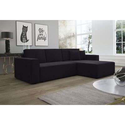 Fun Moebel Ecksofa Schlafsofa Sofa CONOR Stoff Kronos Schwarz Ottomane Rechts Fun Moebel Ecksofa Schlafsofa Sofa CONOR Stoff Kronos Schwarz Ottomane Rechts