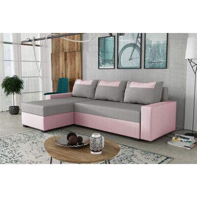 Fun Möbel Ecksofa Schlafsofa Sofa HEDVIG Manila Rose- Hellgrau Ottomane Links Fun Möbel Ecksofa Schlafsofa Sofa HEDVIG Manila Rose- Hellgrau Ottomane Links