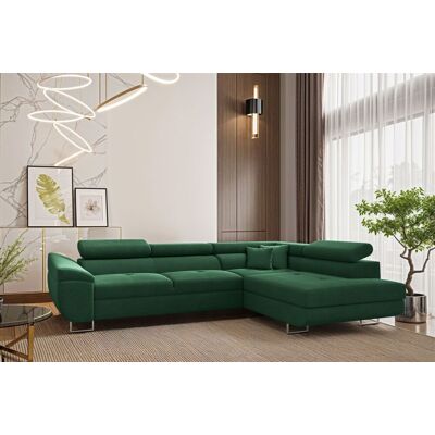 Fun Möbel Ecksofa Schlafsofa Sofa CARMELO in Stoff Nova Grün Ottomane Rechts Fun Möbel Ecksofa Schlafsofa Sofa CARMELO in Stoff Nova Grün Ottomane Rechts