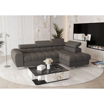 Fun Moebel Ecksofa Schlafsofa BASTIEN in Stoff Aragon Dunkelgrau Ottomane Rechts Fun Moebel Ecksofa Schlafsofa BASTIEN in Stoff Aragon Dunkelgrau Ottomane Rechts