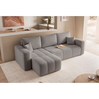 Fun Möbel Ecksofa Schlafsofa Sofa LEROS in Stoff Manila Grau Ottomane Links Fun Möbel Ecksofa Schlafsofa Sofa LEROS in Stoff Manila Grau Ottomane Links