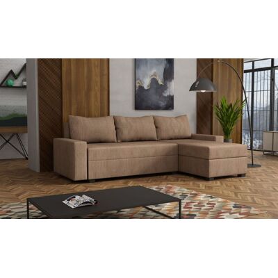 Fun Möbel Ecksofa Schlafsofa Sofa AGNETA LUX Stoff Lincoln Cappuccino Ottomane Rechts Fun Möbel Ecksofa Schlafsofa Sofa AGNETA LUX Stoff Lincoln Cappuccino Ottomane Rechts
