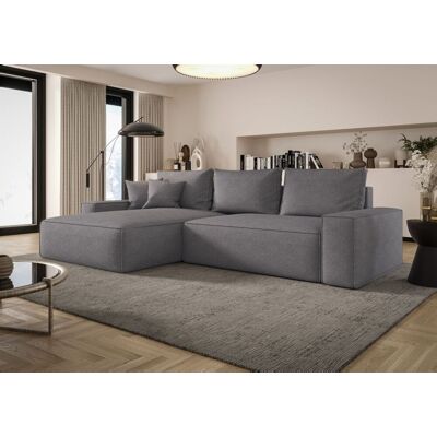 Fun Möbel Ecksofa Schlafsofa Sofa WALKEN Stoff Aragon Grau Ottomane Links Fun Möbel Ecksofa Schlafsofa Sofa WALKEN Stoff Aragon Grau Ottomane Links
