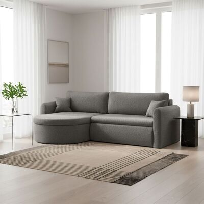 Fun Möbel Ecksofa Schlafsofa FELIZ Stoff Quelle Grau Ottomane Links Fun Möbel Ecksofa Schlafsofa FELIZ Stoff Quelle Grau Ottomane Links