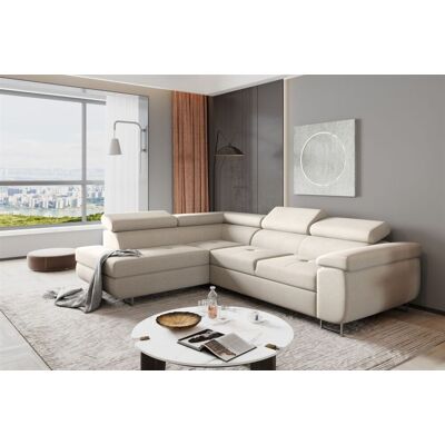 Fun Moebel Ecksofa Sofa JADE Stoff Cover Beige mit Schlaffunktion Ottomane Links Fun Moebel Ecksofa Sofa JADE Stoff Cover Beige mit Schlaffunktion Ottomane Links