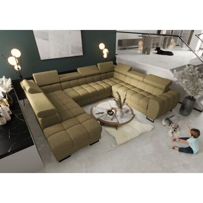 Fun Moebel Wohnlandschaft Schlafsofa BASTIEN XL in Stoff Aragon Olivgrün Ottomane Links Fun Moebel Wohnlandschaft Schlafsofa BASTIEN XL in Stoff Aragon Olivgrün Ottomane Links