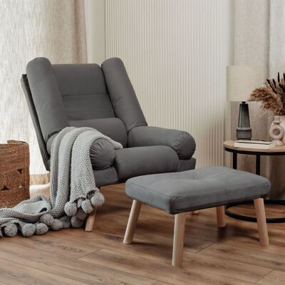 Fun Möbel Relaxsessel Sessel ARIEL inkl. Hocker in Stoff Trinity Dunkelgrau Fun Möbel Relaxsessel Sessel ARIEL inkl. Hocker in Stoff Trinity Dunkelgrau