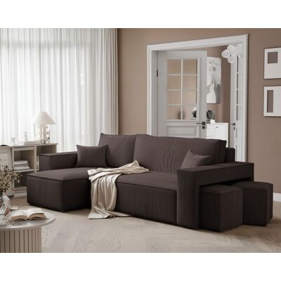 Fun Möbel Ecksofa Schlafsofa Sofa ADARA inkl. Hocker Stoff Poso Dunkelbraun Ottomane Links Fun Möbel Ecksofa Schlafsofa Sofa ADARA inkl. Hocker Stoff Poso Dunkelbraun Ottomane Links