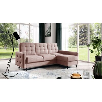 Fun Möbel Ecksofa Sofa GARNET Stoff Luis Rosa mit Schlaffunktion Ottomane Rechts Fun Möbel Ecksofa Sofa GARNET Stoff Luis Rosa mit Schlaffunktion Ottomane Rechts
