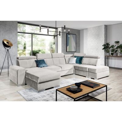 Fun Moebel Wohnlandschaft Schlafsofa NOLAN inkl. USB in Stoff Element Creme Ottomane Links Fun Moebel Wohnlandschaft Schlafsofa NOLAN inkl. USB in Stoff Element Creme Ottomane Links