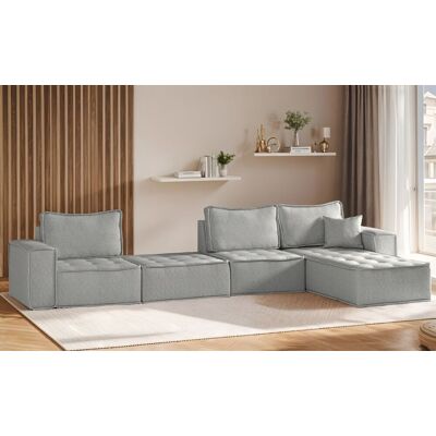 Fun Möbel Ecksofa Modulsofa 4-teilig SANDE XL Stoff Alpine Hellgrau Ottomane Rechts Fun Möbel Ecksofa Modulsofa 4-teilig SANDE XL Stoff Alpine Hellgrau Ottomane Rechts
