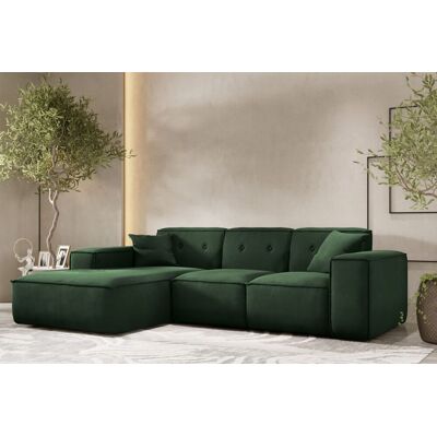 Fun Möbel Ecksofa Designersofa CESINA Stoff Opera Velvet Dunkelgrün Ottomane Links Fun Möbel Ecksofa Designersofa CESINA Stoff Opera Velvet Dunkelgrün Ottomane Links