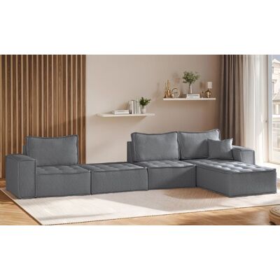 Fun Möbel Ecksofa Modulsofa 4-teilig SANDE XL Stoff Alpine Anthrazit Ottomane Rechts Fun Möbel Ecksofa Modulsofa 4-teilig SANDE XL Stoff Alpine Anthrazit Ottomane Rechts