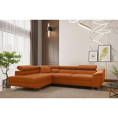 Fun Möbel Ecksofa Schlafsofa Sofa CARMELO in Stoff Nova Orange Ottomane Links Fun Möbel Ecksofa Schlafsofa Sofa CARMELO in Stoff Nova Orange Ottomane Links