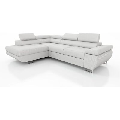Fun Moebel Couchgarnitur ELON Stoff Hellbeige mit Schlaffunktion Ottomane Links Fun Moebel Couchgarnitur ELON Stoff Hellbeige mit Schlaffunktion Ottomane Links