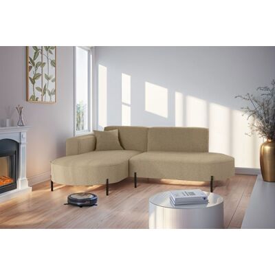 Fun Moebel Ecksofa Designersofa VALENCIA XS in Stoff Quelle Hellbraun Ottomane Links Fun Moebel Ecksofa Designersofa VALENCIA XS in Stoff Quelle Hellbraun Ottomane Links