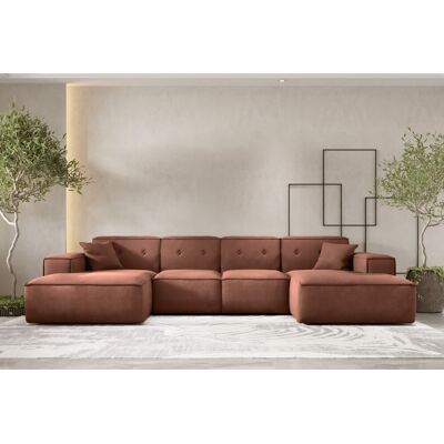 Fun Möbel Wohnlandschaft Sofa U-Form CESINA in Stoff Opera Velvet Braun Fun Möbel Wohnlandschaft Sofa U-Form CESINA in Stoff Opera Velvet Braun