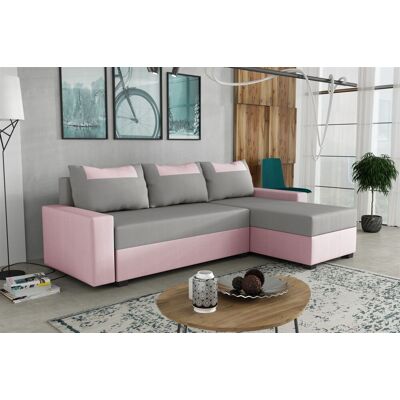 Fun Möbel Ecksofa Schlafsofa Sofa HEDVIG LUX Manila Rose- Hellgrau Ottomane Rechts Fun Möbel Ecksofa Schlafsofa Sofa HEDVIG LUX Manila Rose- Hellgrau Ottomane Rechts
