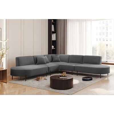 Fun Moebel Ecksofa Designersofa VALENCIA Stoff Quelle Dunkelgrau Universal Fun Moebel Ecksofa Designersofa VALENCIA Stoff Quelle Dunkelgrau Universal
